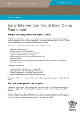 Early Intervention Youth Boot Camp Fact sheet