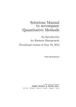 Solutions Manual to accompany Quantitative Methods
