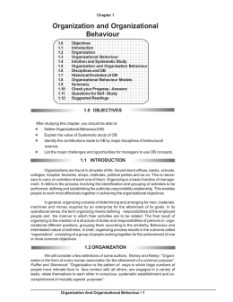 Organization and Organizational Behaviour