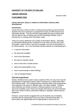 Library Services` policy in relation to Information Literacy skills