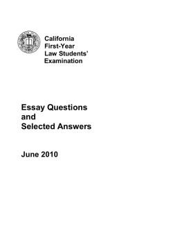 Essay Questions and Selected Answers - Future Lawyers