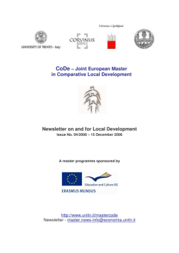 CoDe – Joint European Master in Comparative Local Development