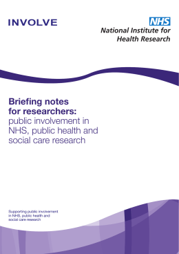 Briefing notes for researchers: public involvement in NHS, public