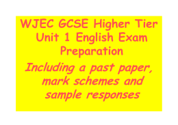 WJEC Exam Preperation - Bridgnorth Endowed School