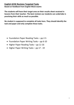 English GCSE Revision Targeted Tasks • Foundation Paper