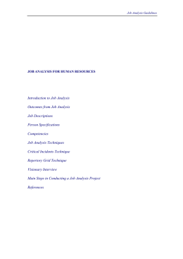 JOB ANALYSIS FOR HUMAN RESOURCES