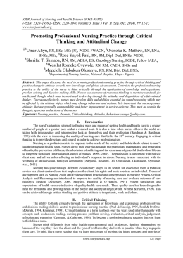 Promoting Professional Nursing Practice through Critical Thinking