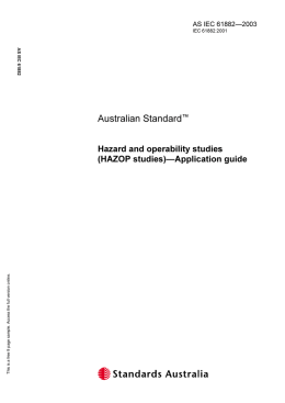 AS IEC 61882-2003 Hazard and operability studies (HAZOP studies