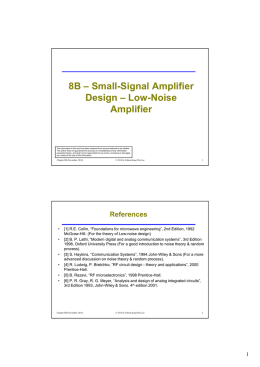 8B – Small-Signal Amplifier Design – Low