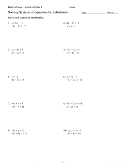 Systems of Equations Substitution