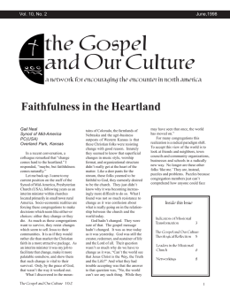 A Theological Reflection - the Gospel and Our Culture Network