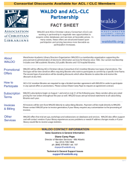 WALDO and ACL-CLC Partnership FACT SHEET