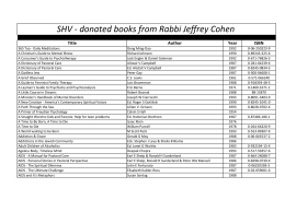 SHV - donated books from Rabbi Jeffrey Cohen