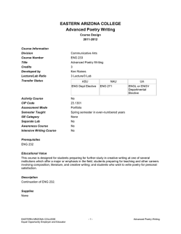 Advanced Poetry Writing - Eastern Arizona College