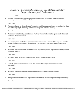Chapter 2--Corporate Citizenship: Social Responsibility