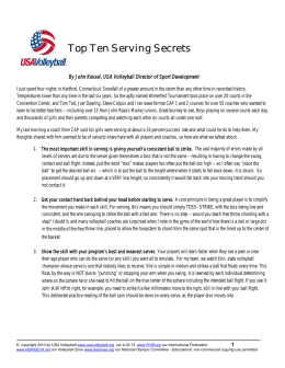 Top Ten Serving Secrets