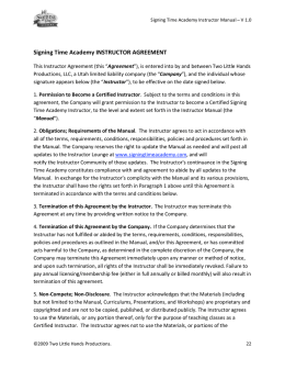 Signing Time Academy INSTRUCTOR AGREEMENT