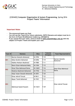 Project Teams [UPDATED] - Faculty of Media Engineering and