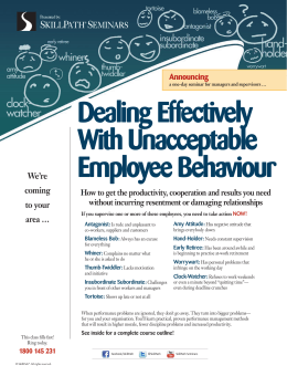 Dealing Effectively With Unacceptable Employee Behaviour