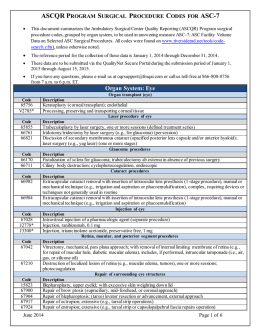 ASCQR Program Surgical Procedure Codes for ASC-7
