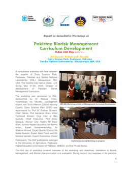 Pakistan Biorisk Management Curriculum Development