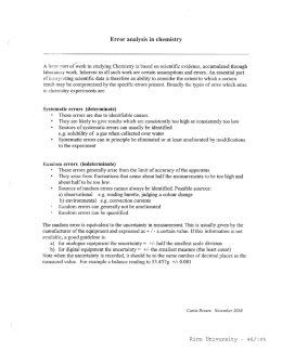 Error Analysis in Chemistry Handout