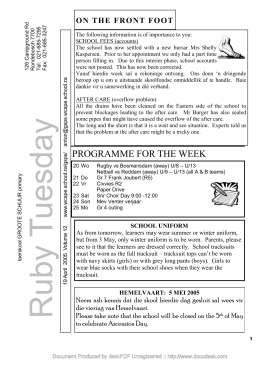 programme for the week - Groote Schuur Primary School