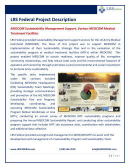 MEDCOM Sustainability Management Support: LRS Federal Project