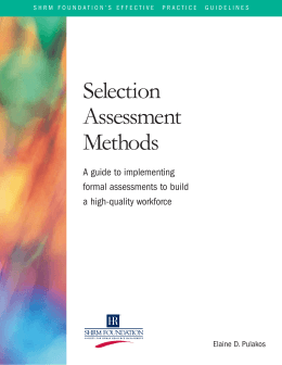 Selection Assessment Methods - Society for Human Resource
