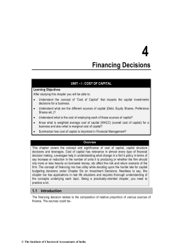 Financing Decisions - ICAI Knowledge Gateway