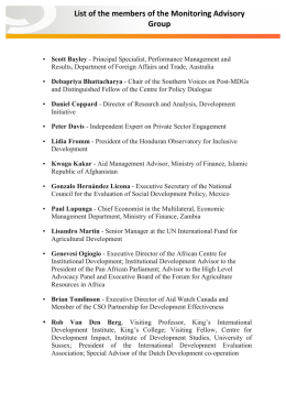 List of the members of the Monitoring Advisory Group