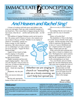And Heaven and Rachel Sing! - Immaculate Conception Church 411
