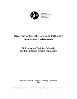 Directory Of Speech-Language Pathology Assessment Instruments