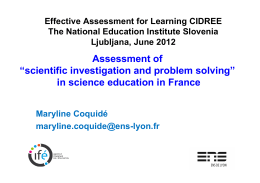 Assessment of “scientific investigation and problem solving” in