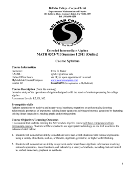 MATH 0373-710 Summer I 2011