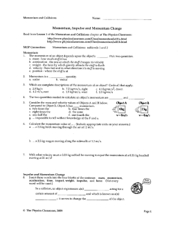 Momentum, Impulse and Momentum Change