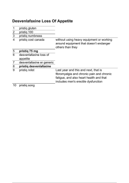 Desvenlafaxine Loss Of Appetite - Pristiq Rxlist