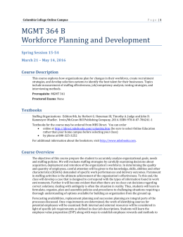 MGMT 364 B Workforce Planning and