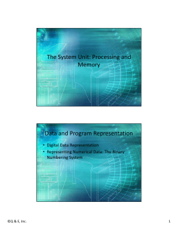 The System Unit: Processing and Memory Data and Program