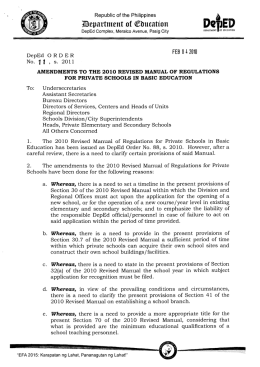 Amendment to DO No. 88, s. 2010 - Elementary Education Division