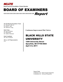 NCATE Board of Examiners Report - Council for the Accreditation of