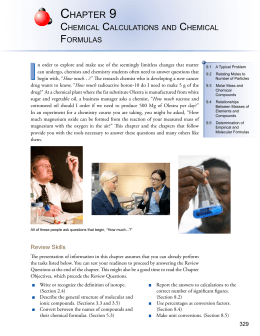 Chapter 9: Chemical Calculations and Chemical Formulas