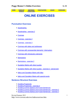 Peggy Benner`s Online Exercises L-11