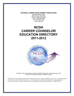 NCDA CAREER COUNSELOR EDUCATION DIRECTORY 2011-2012