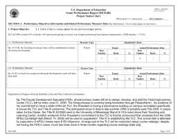 ED 524-B Form -- Part 2, Project Status Chart for Grant Performance