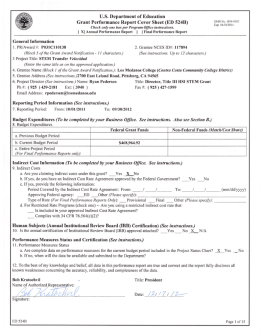 ED 524-B Form - Part 1, Cover Sheet for Grant Performance Report