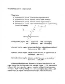 Parallel lines cut by a transversal: Theorems: