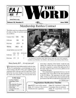 Membership Ratifies Contract - Faculty Association Suffolk