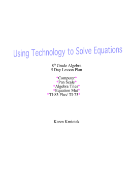 8th Grade Algebra 5 Day Lesson Plan *Computer* *Pan Scale