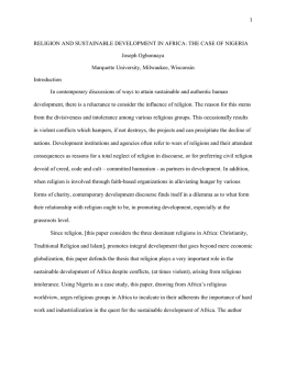 RELIGION AND SUSTAINABLE DEVELOPMENT IN AFRICA: THE